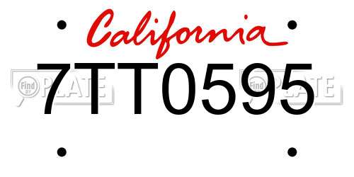 7TT0595 California License Plate