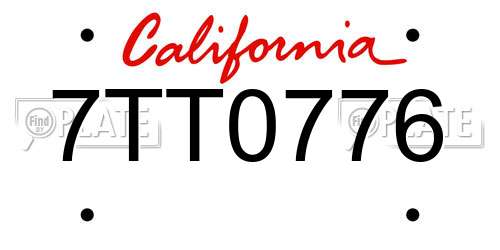 7TT0776 California License Plate