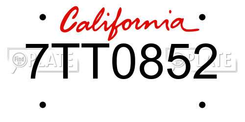 7TT0852 California License Plate