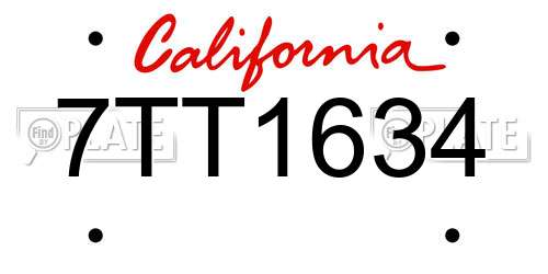 7TT1634 California License Plate