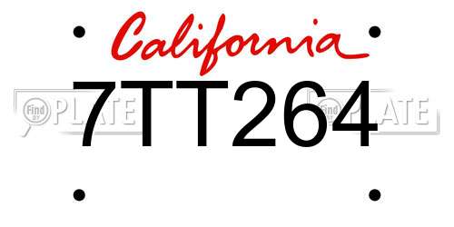 7TT264 California License Plate