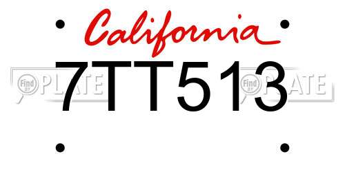 7TT513 California License Plate
