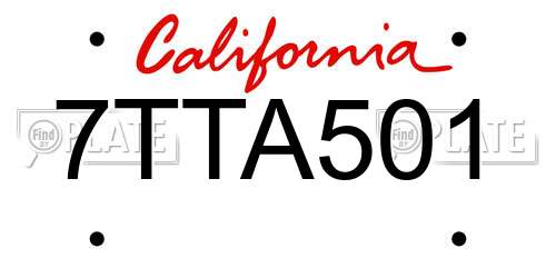 7TTA501 California License Plate