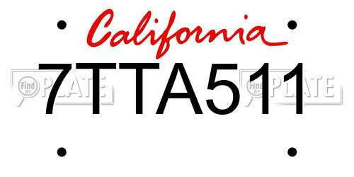 7TTA511 California License Plate