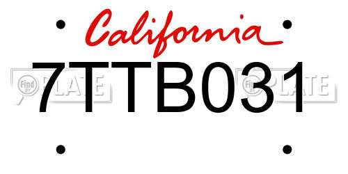 7TTB031 California License Plate