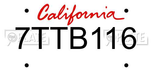 7TTB116 California License Plate