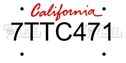 7TTC471 California License Plate
