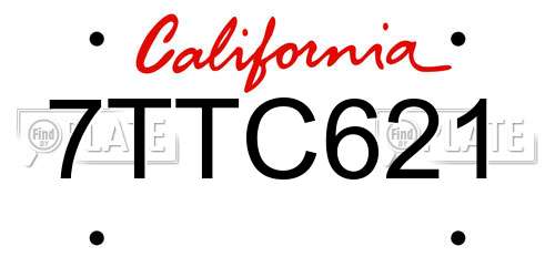 7TTC621 California License Plate