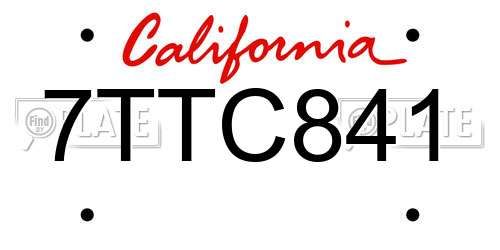 7TTC841 California License Plate