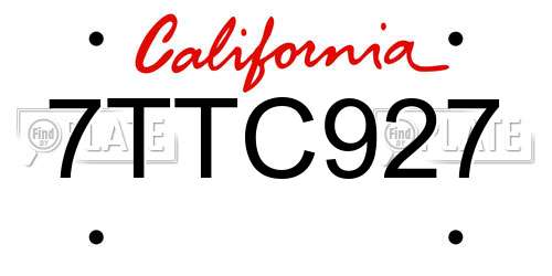 7TTC927 California License Plate