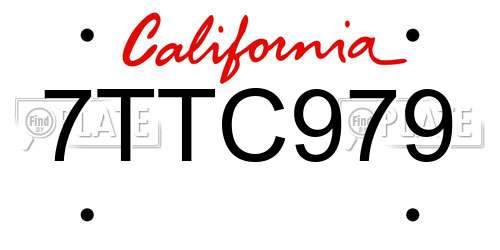 7TTC979 California License Plate