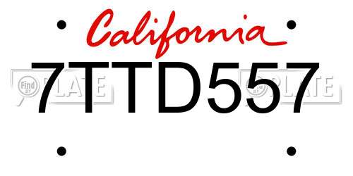 7TTD557 California License Plate