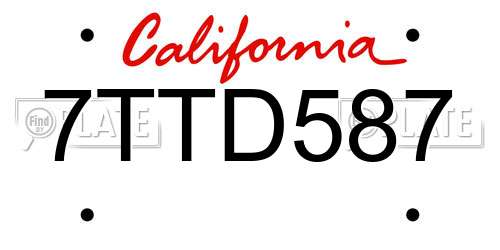 7TTD587 California License Plate