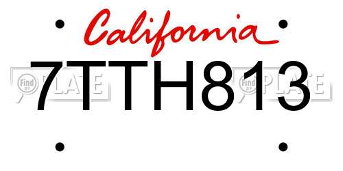 7TTH813 California License Plate