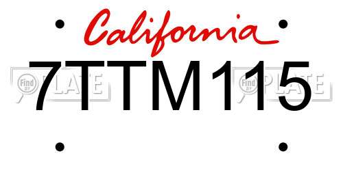 7TTM115 California License Plate
