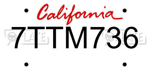 7TTM736 California License Plate