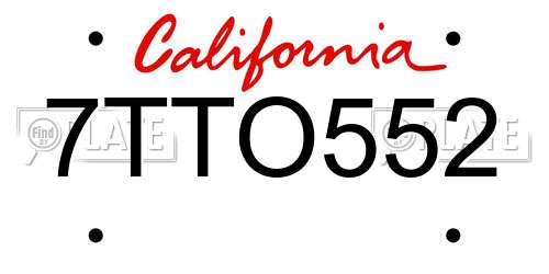 7TTO552 California License Plate