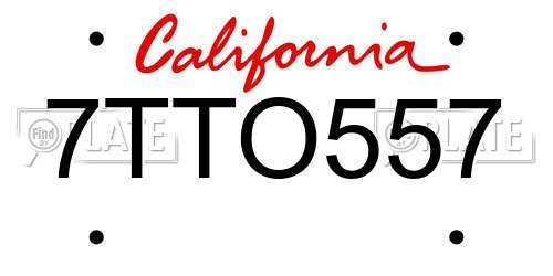 7TTO557 California License Plate