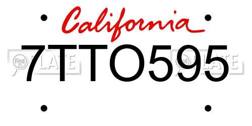 7TTO595 California License Plate