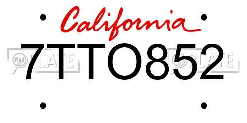 7TTO852 California License Plate