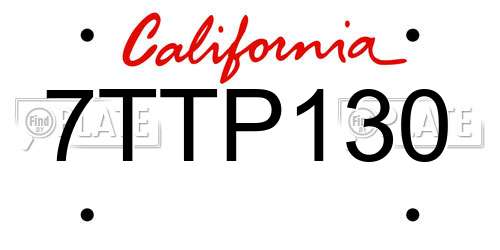 7TTP130 California License Plate
