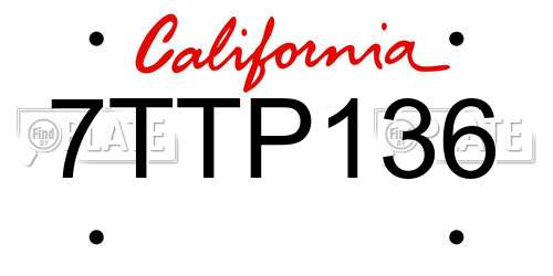 7TTP136 California License Plate
