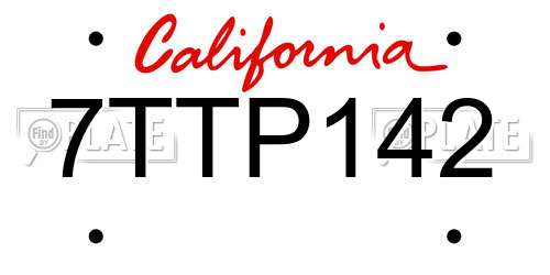 7TTP142 California License Plate