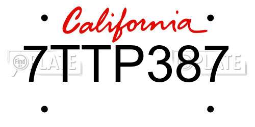 7TTP387 California License Plate
