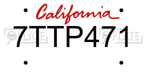 7TTP471 California License Plate