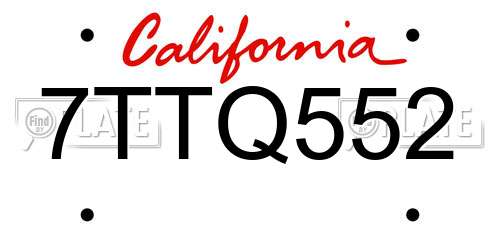 7TTQ552 California License Plate