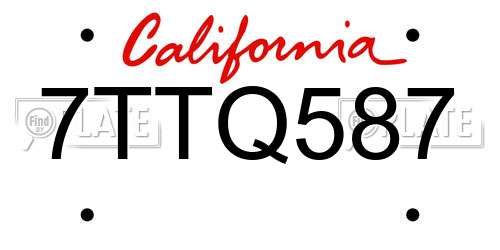 7TTQ587 California License Plate