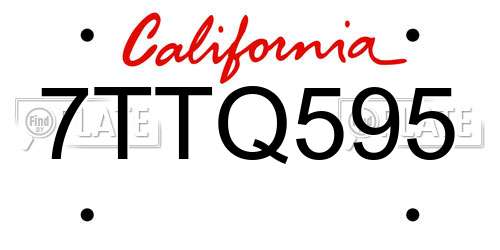 7TTQ595 California License Plate