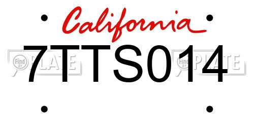 7TTS014 California License Plate