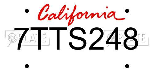 7TTS248 California License Plate