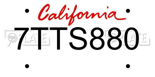7TTS880 California License Plate