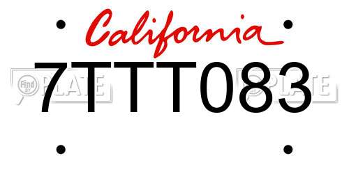 7TTT083 California License Plate