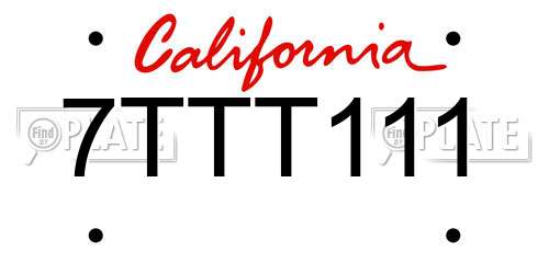 7TTT111 California License Plate