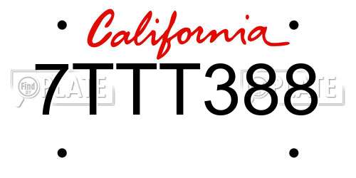 7TTT388 California License Plate