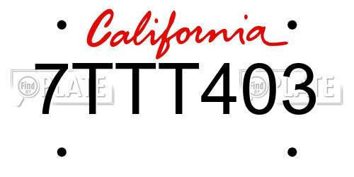 7TTT403 California License Plate