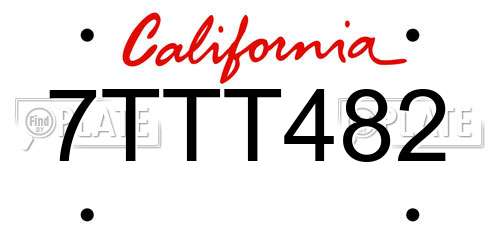 7TTT482 California License Plate