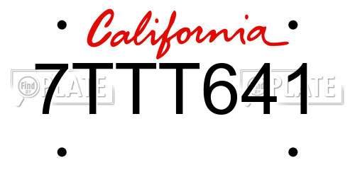 7TTT641 California License Plate