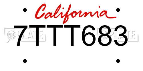 7TTT683 California License Plate