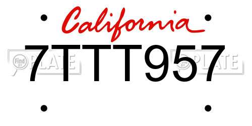 7TTT957 California License Plate