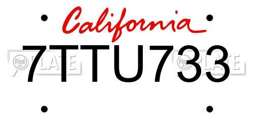 7TTU733 California License Plate