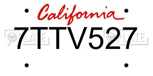 7TTV527 California License Plate