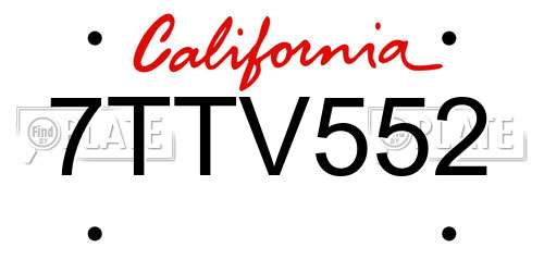7TTV552 California License Plate