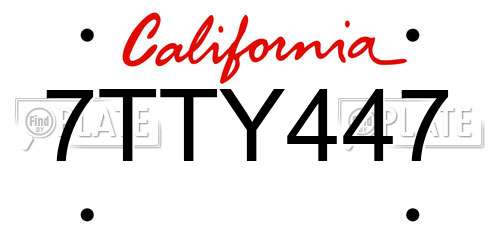7TTY447 California License Plate