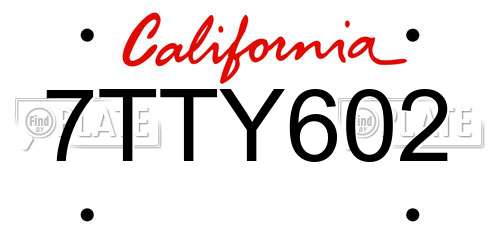7TTY602 California License Plate