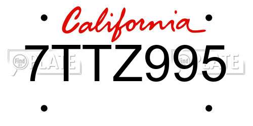 7TTZ995 California License Plate