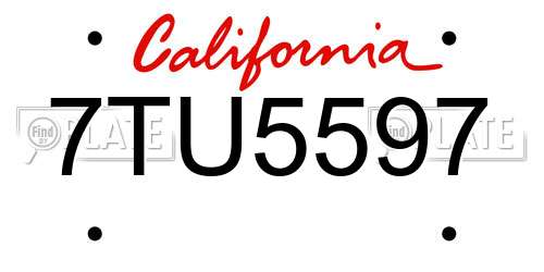 7TU5597 California License Plate